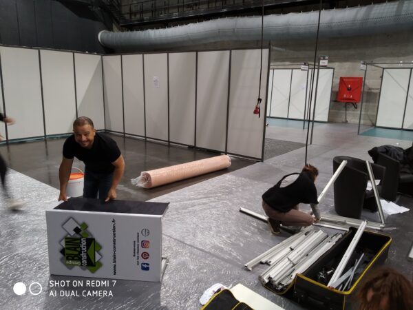 Montage stand Groupe BLAIN CONSTRUCTION Salon Habitat