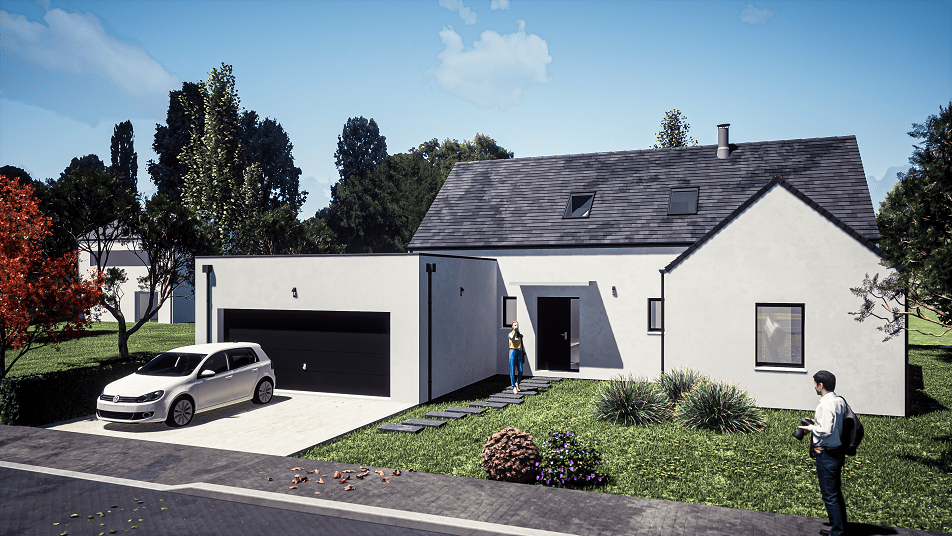 Entrée d'une maison à étage avec toit en ardoises