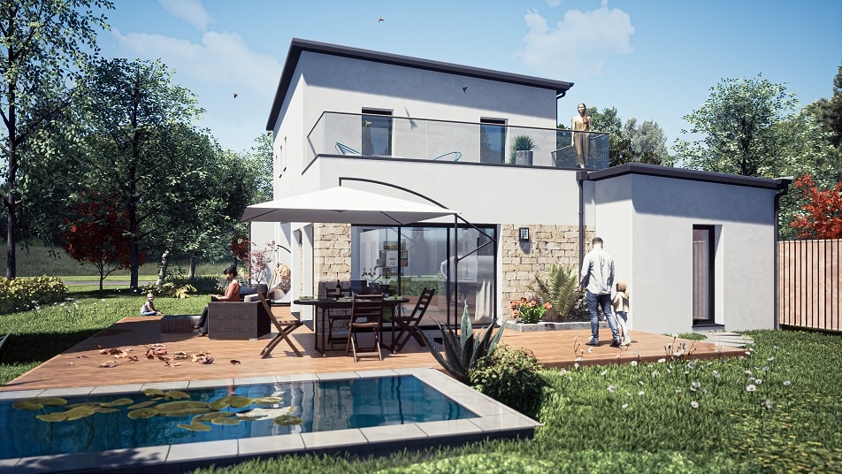 Maison à toit plat avec piscine en Loire-Atlantique