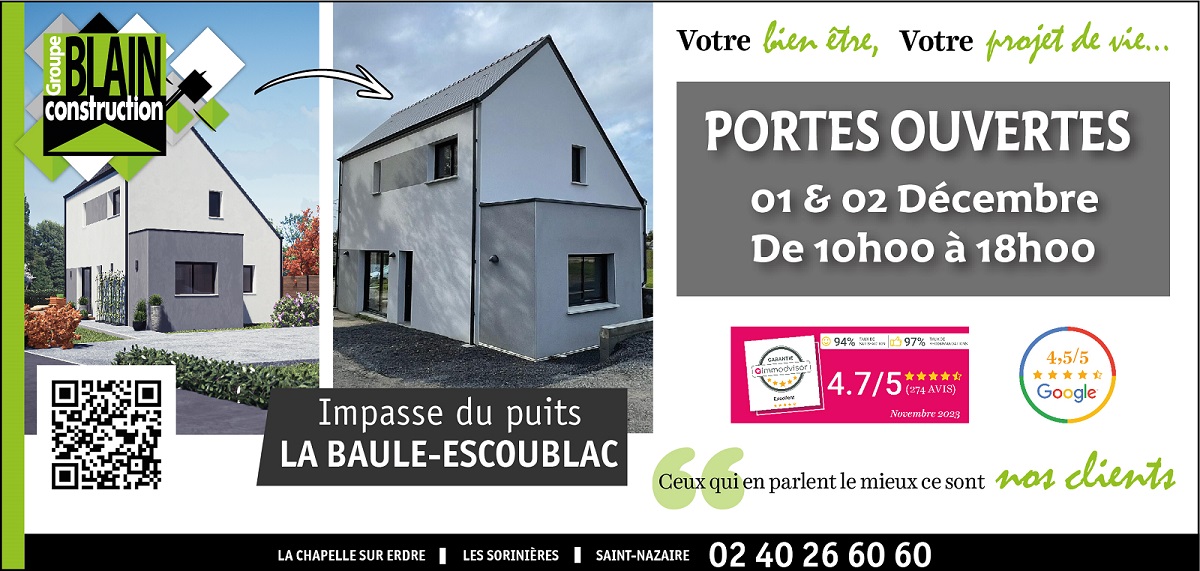 Portes ouvertes Groupe BLAIN CONSTRUCTION les 1er et 2 décembre à La Baule-Escoublac