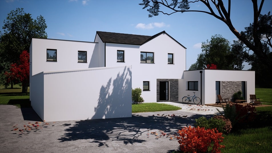 Entrée d'une maison à étage avec toit en ardoises