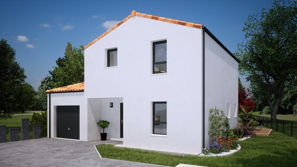 Entrée d'une maison à étage avec toit en tuiles