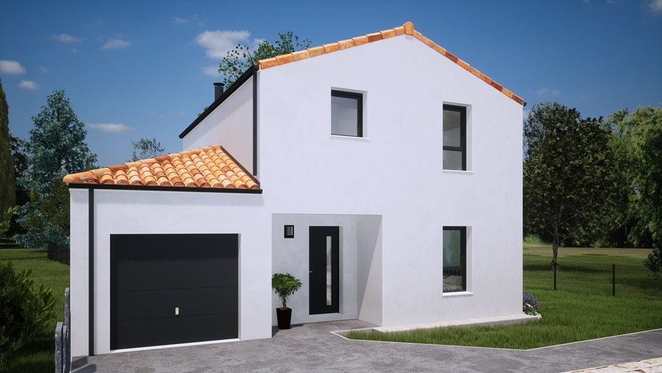 Maison à étage avec toit en tuiles
