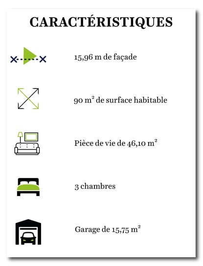 Caractéristiques maison plain-pied avec toit en tuiles