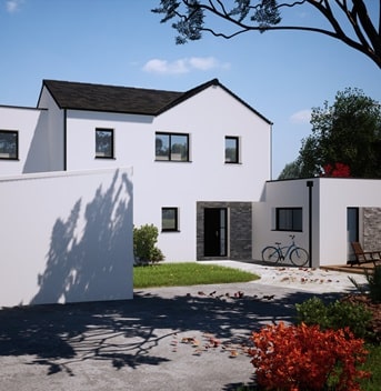 Maison à étage avec toit en ardoises