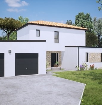 Maison à étage avec toit en tuiles
