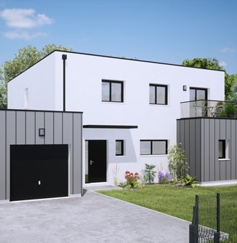 Maison à étage avec toit plat